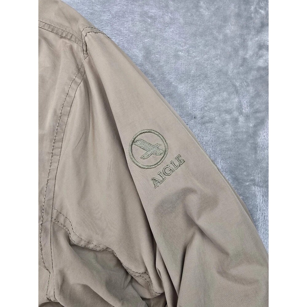 AIGLE Mens Jacket Size Medium Tan Beige Full Zip Light Outerwear Utility Casual - Picture 3 of 8